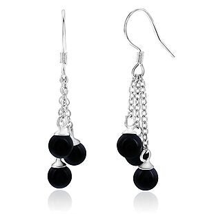 Silver & Black Shell Earrings $13