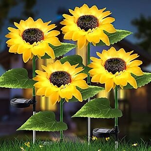 4pk Sunflower Solar LED Garden Lights $27