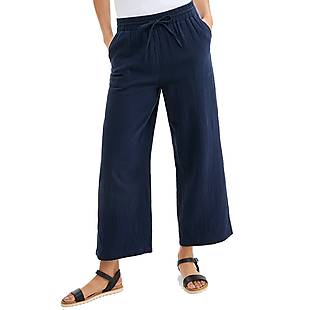 Breezy Cotton Wide-Leg Pants $28