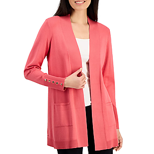 Button-Sleeve Long Cardigan $31