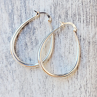 Silver Hoop Earrings $10