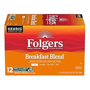 12ct Folgers Breakfast Roast K-Cups $6