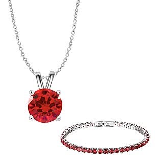 Red Crystal Necklace & Bracelet $18