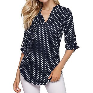 V-Neck Polka Dot Top $10