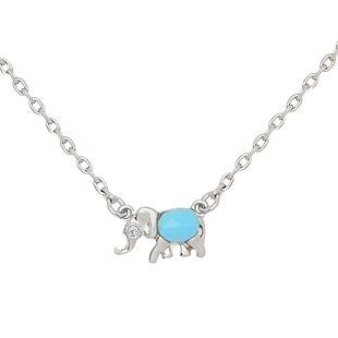 Silver & Turquoise Elephant Necklace $19