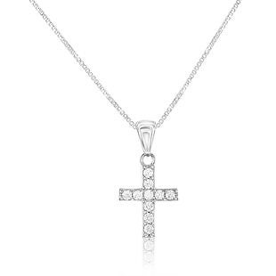 Silver & Crystal Cross Necklace $18