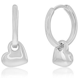 Silver Heart Huggie Earrings $15