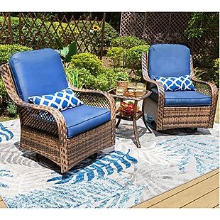 3pc Rattan Swivel Rocking Chair Set $299