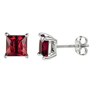Silver & Red Square Earrings $14