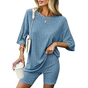 Women's Ribbed Lougewear Set $13