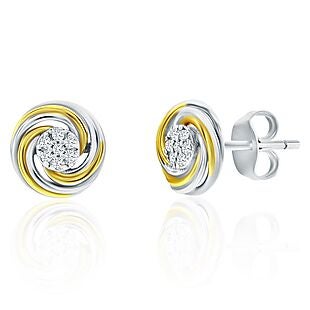 Silver & Crystal Swirl Earrings $16