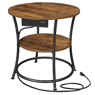 Round End Table with Power Outlets $48