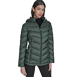 Packable Hooded Puffer Jacket $45