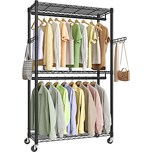 Heavy-Duty Rolling Clothes Rack $59