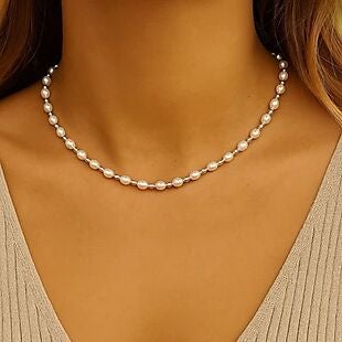 Shell Pearl Choker Necklace $15