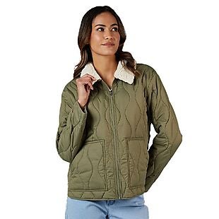 Sherpa-Collared Quilted Jacket $20