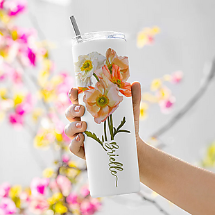 Customized Birth Flower Tumbler $17