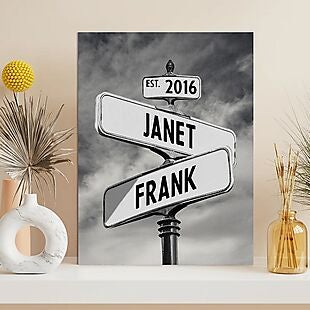 Couples Canvas Street Sign from $43