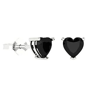 Sterling Silver Black Heart Earrings $15
