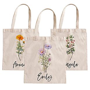 Personalized Birthflower Tote Bags $10