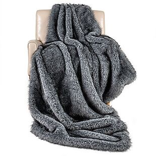 Faux Wolf Fur Throw Blanket $55