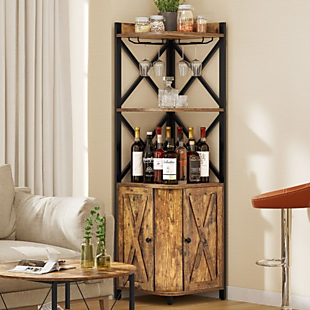 Rustic Corner Bar & Storage Cabinet $104
