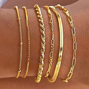 5pk Waterproof Gold-Plated Bracelets $14