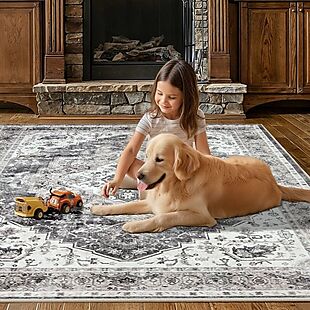 5' x 7' Machine-Washable Area Rug $36