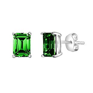 Created Emerald Sterling Silver Studs $14