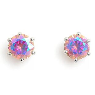 Iridescent Pink Aurora Stud Earrings $12