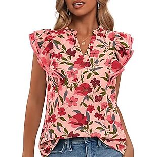 Ruffle-Sleeve Floral Tops $14