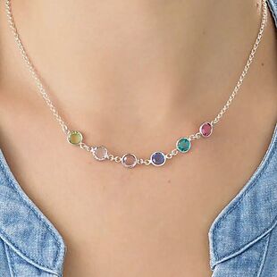 Custom Birthstone 925 Silver Necklace $43