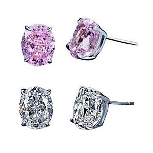2pk 2ct Oval CZ Sterling Silver Studs $15