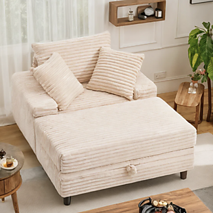Chaise Lounge with Storage Ottoman $178