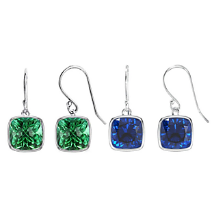 2pr Sapphire & Emerald Earrings $44