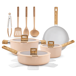 NutriChef 14pc Ceramic Cookware Set $53