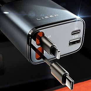 Retractable-Cord Car Charger $16