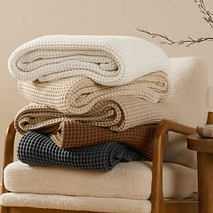 72% Off Cotton Waffle-Weave Blankets