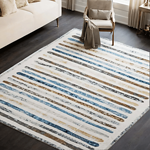 Machine-Washable 5' x 8' Striped Rug $40
