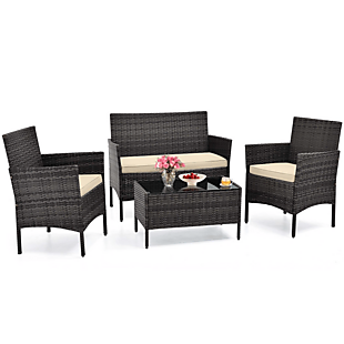 4pc Rattan Patio Set with Cushions $160