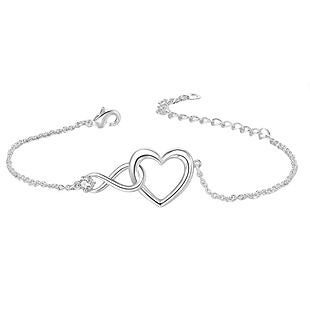 18K White Gold-Plated Heart Bracelet $12