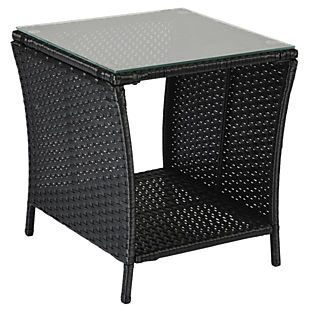 Wicker & Glass Outdoor Side Table $45
