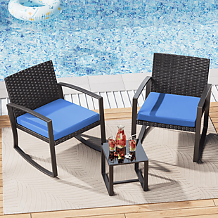 Cushioned Patio Rocking Chair Set $107