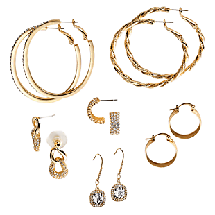 6pc Gold Hoops & Dangles Set $22