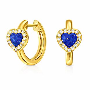 Blue Lapis Crystal Heart Earrings $15