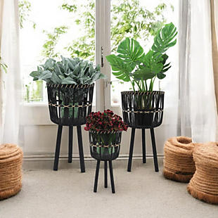 3pc Wicker Planter Stand Set $37