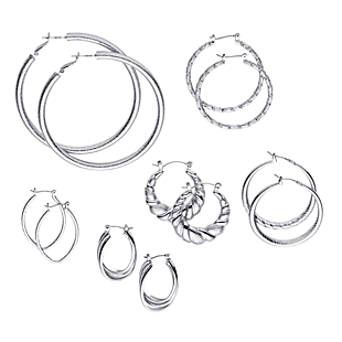 6pc Silver Hoop Earring Set $19 Shipped