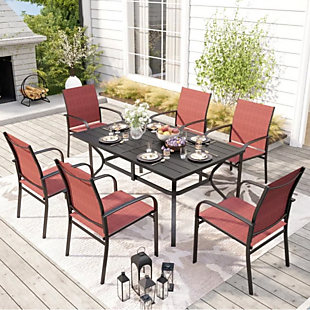 Patio Dining Set with 6 Armchairs $370