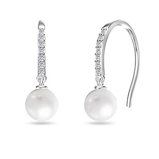 Sterling Silver Pearl & CZ Earrings $15