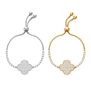 CZ Pave Clover Adujustable Bracelet $14
